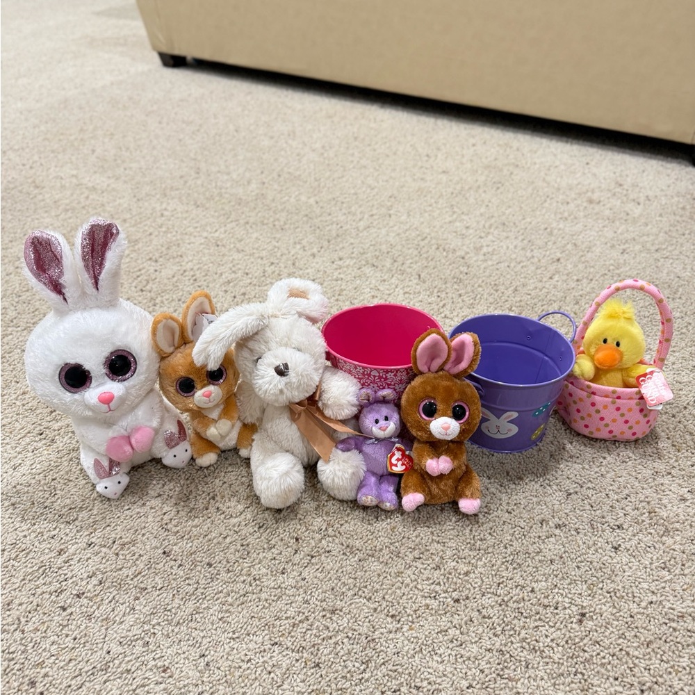Easter TY stuffed animals and baskets